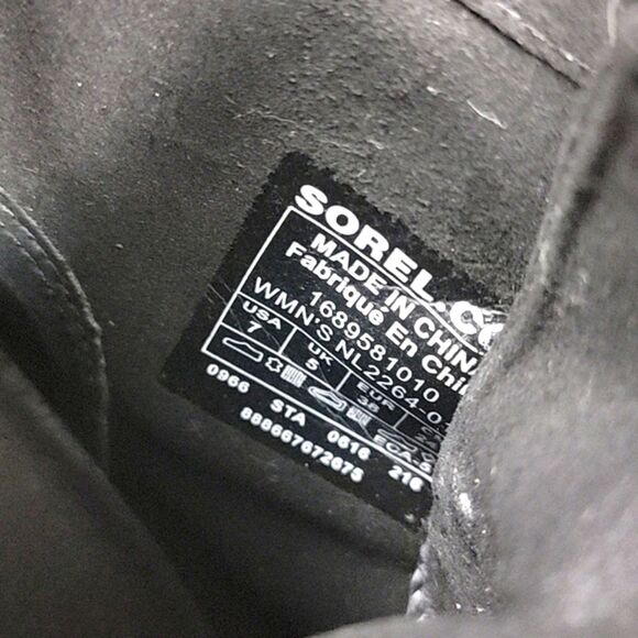 Sorel 1964 Premium Wedge Women's Black Leather Snake Print Lace-Up Bootie SZ 7 - Picture 7 of 10